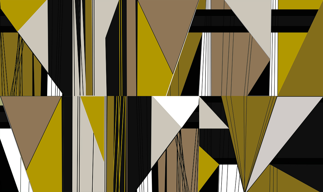 Modern geometric wallpaper in beige, brown and mustard color
