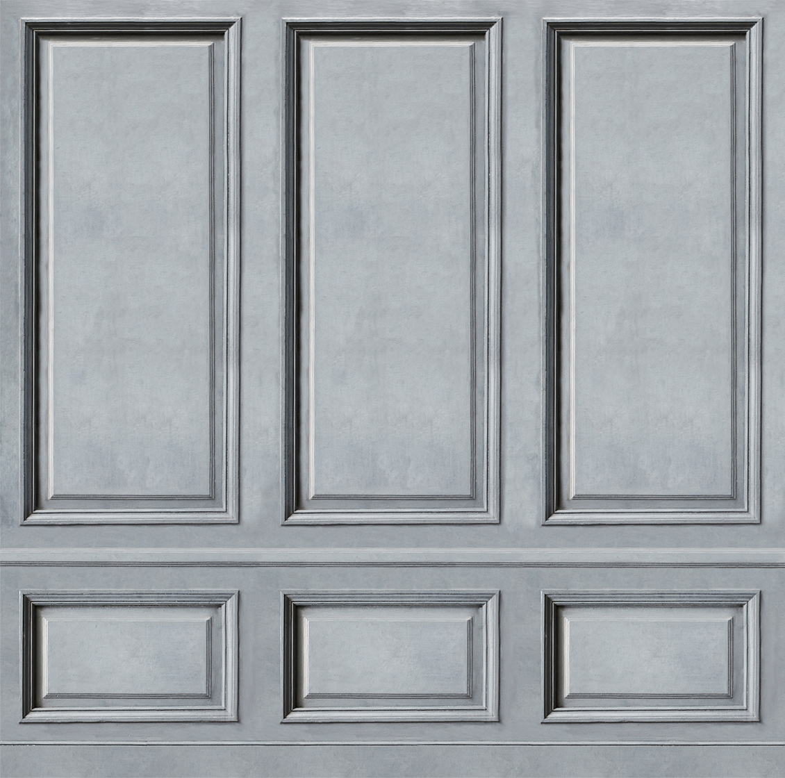 Boiserie wallpaper with 3d realistic classic grey paneling