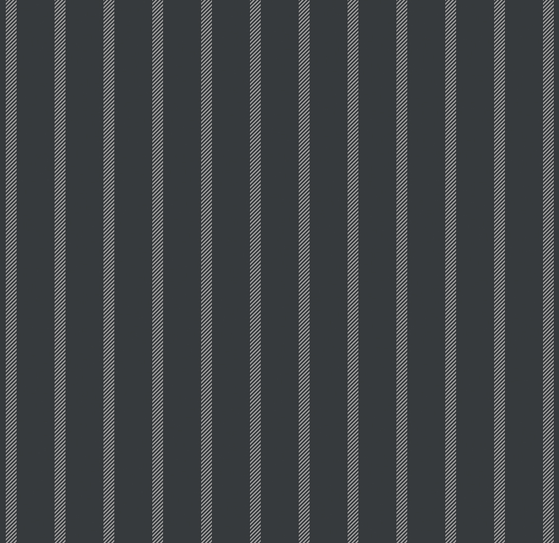 Wallpaper with white vertical stripes on a grey background, pinstripe fabric effect