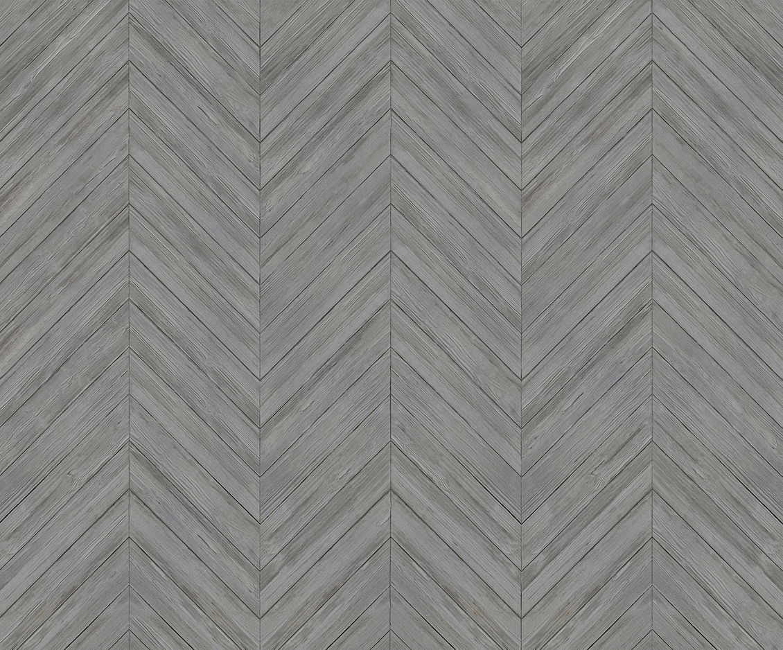 Industrial style concrete effect wallpaper with fishbone geometry in a modern room