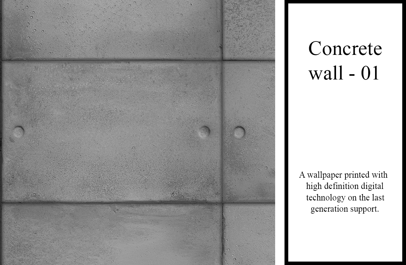 Concrete wallpaper with 3D effect printed in high definition