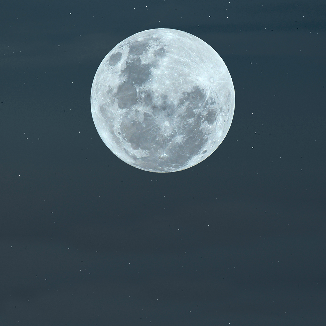 Wallpaper with full moon on blue starry sky background 