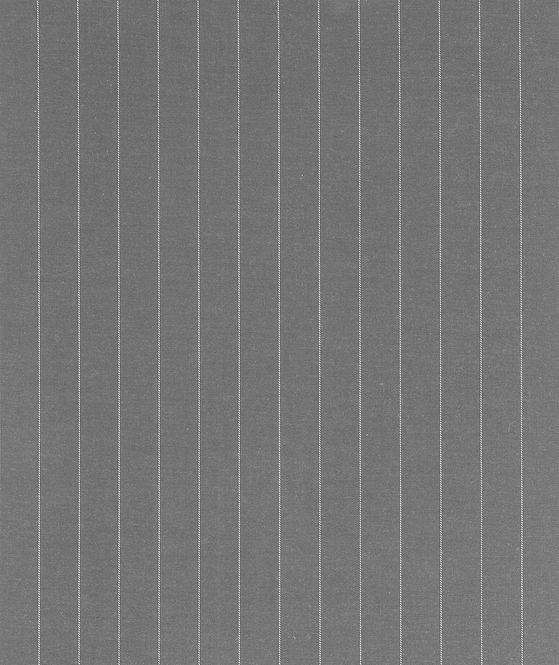 Pinstriped fabric wallpaper, vertical white lines on a grey background