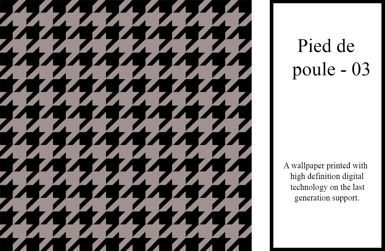 Elegant style wallpaper with geometric houndstooth texture in black and dove grey