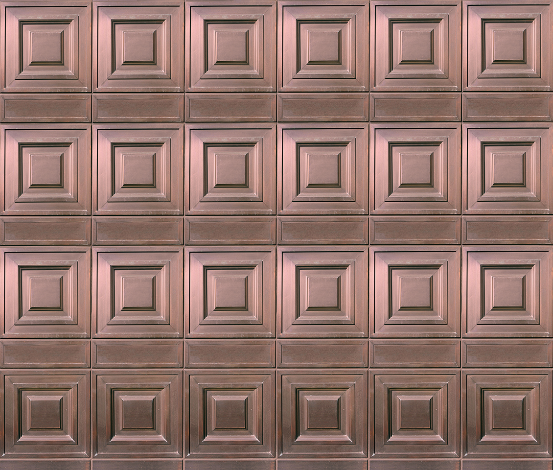 Classic 3d effect wallpaper with copper-colored square and rectangular metal plates