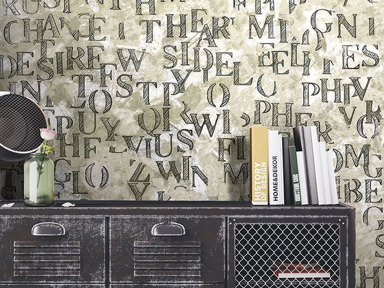 Modern wallpaper with letters and words