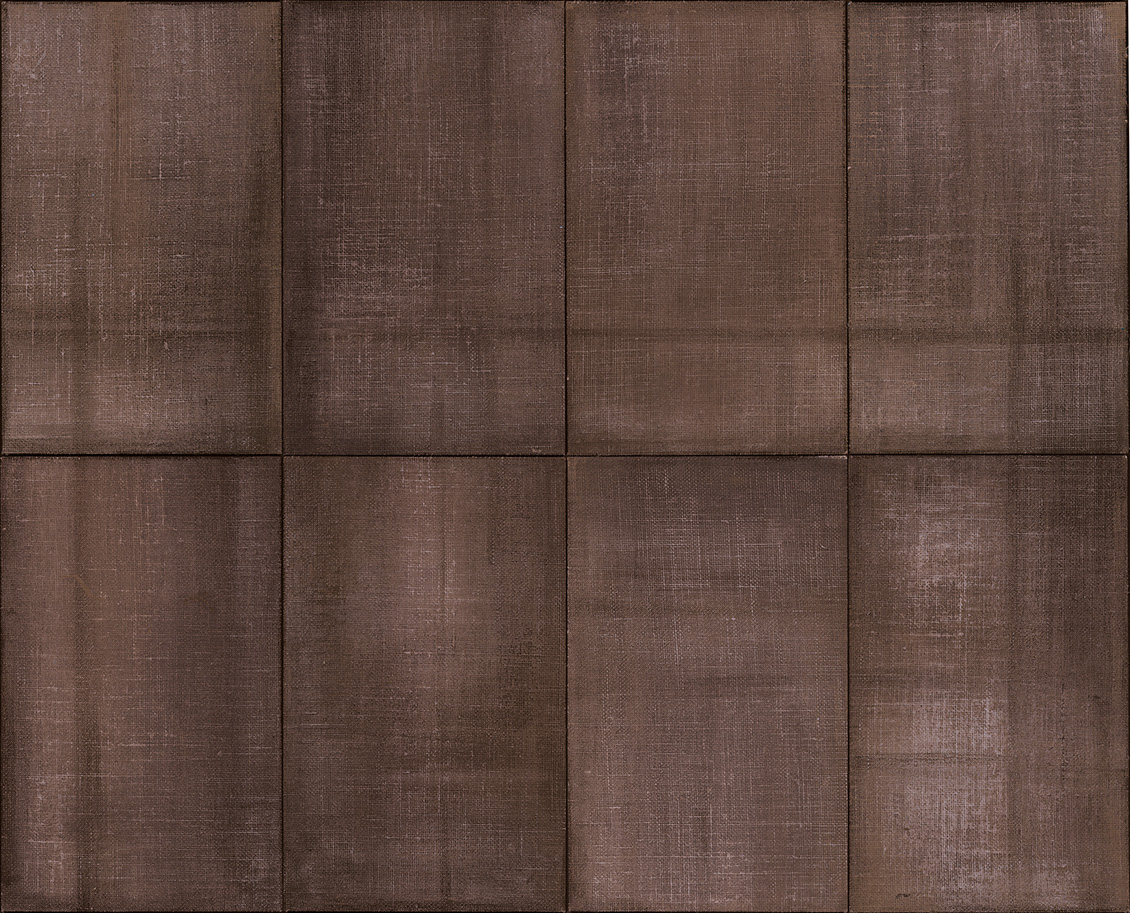 Modern wallpaper with fabric panels textured in brown tones