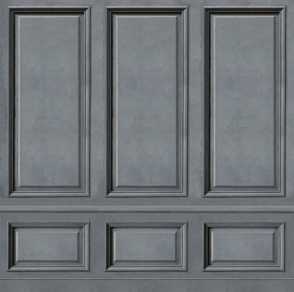 Carta da parati con boiserie classica realistica di colore grigio