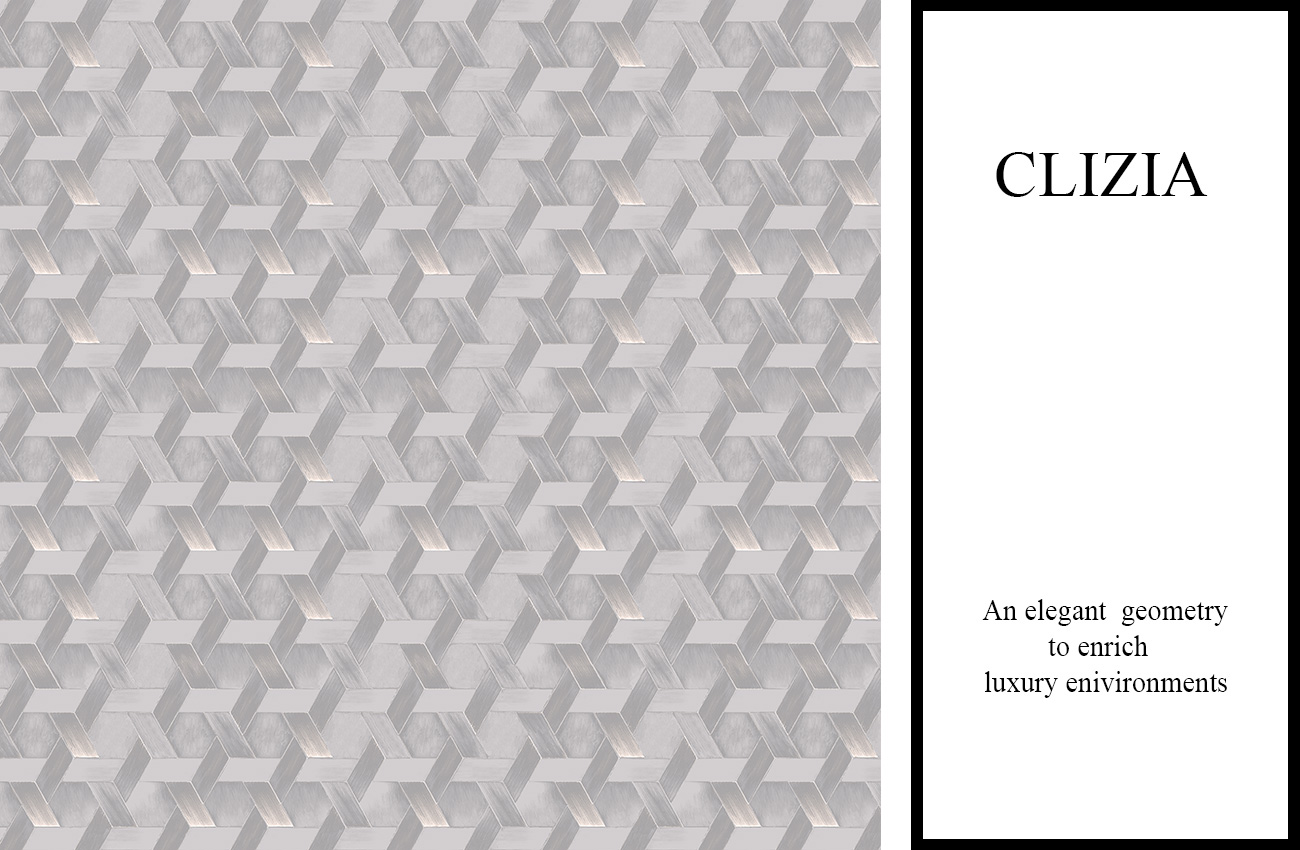 Carta da parati con boiserie classica realistica di colore grigio blu