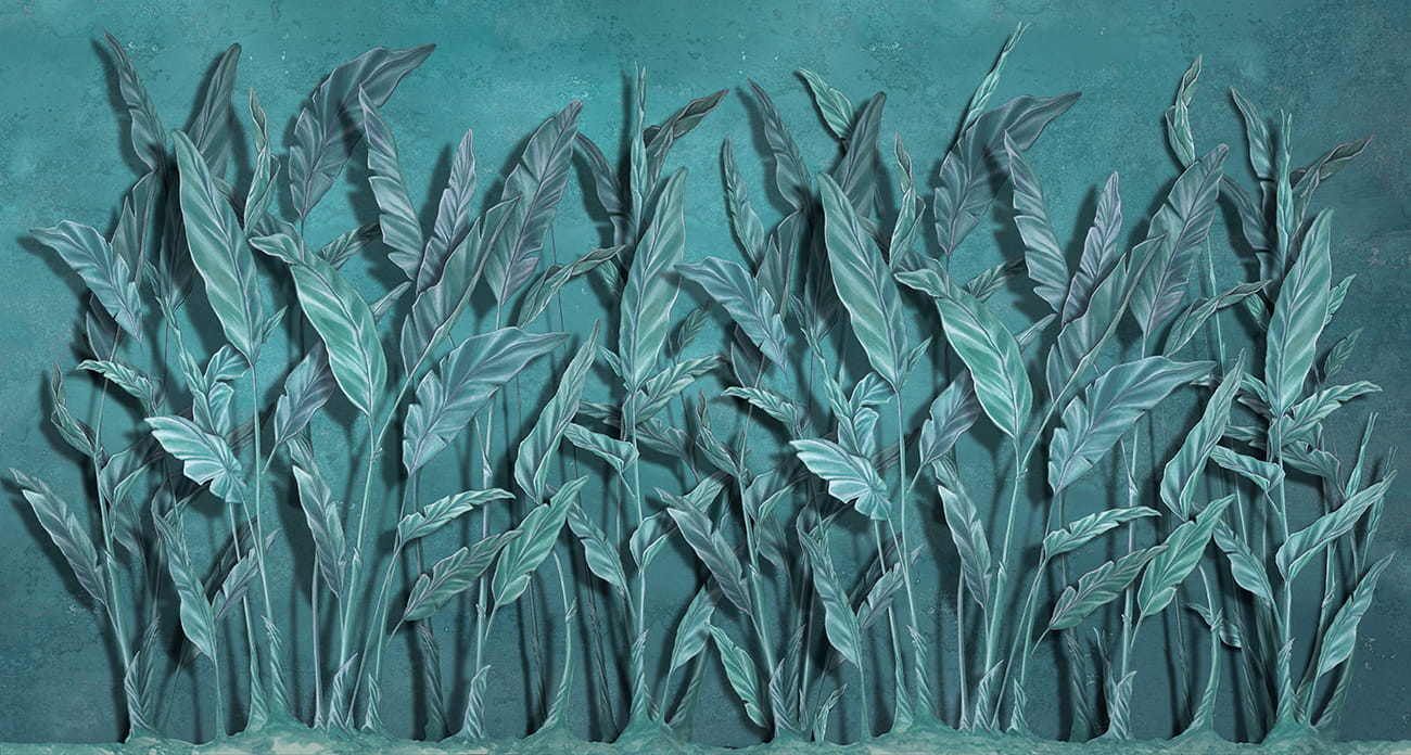 Carta da parati tropicale blu e verde