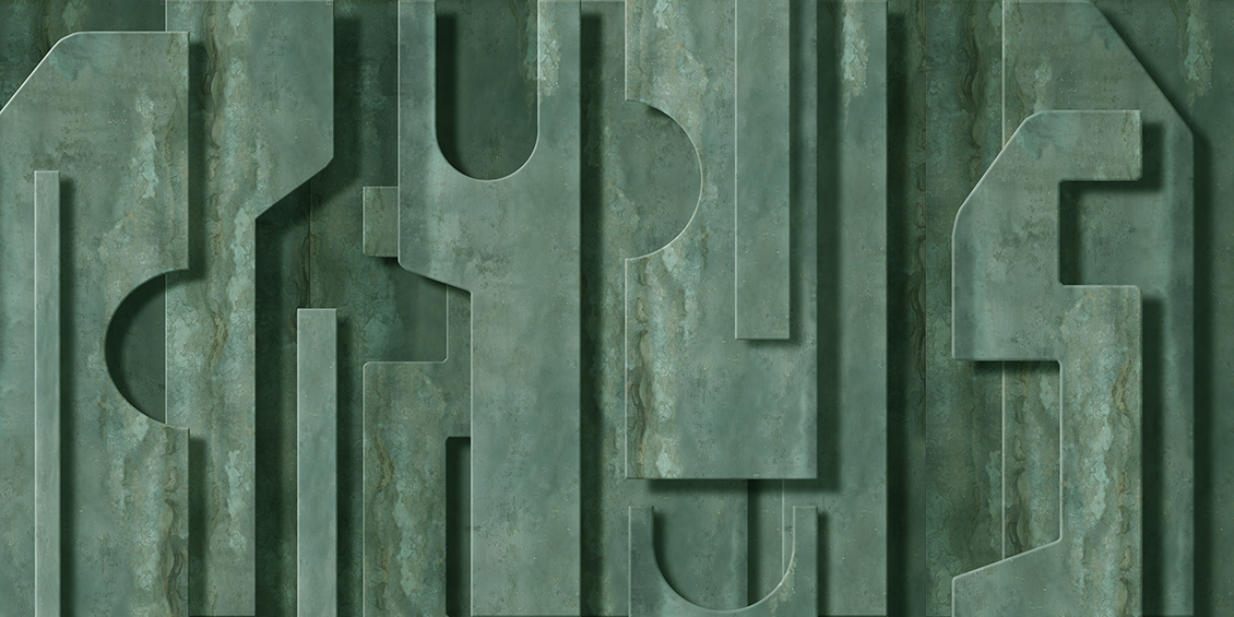 Industrial style wall covering with rusty sheets and bolts