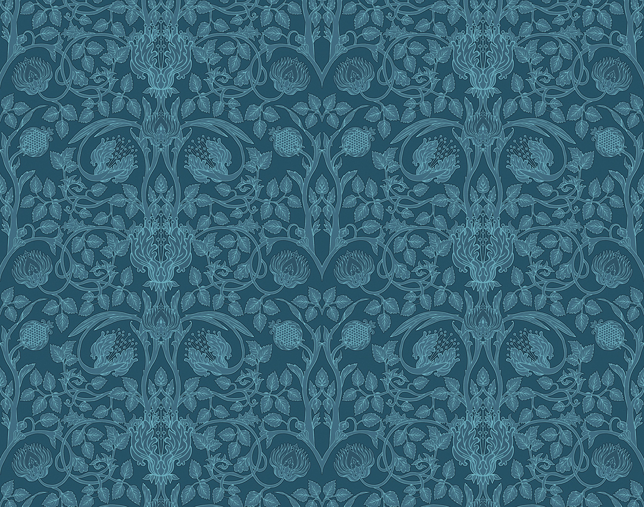Decorative wallpaper with green floral pattern  