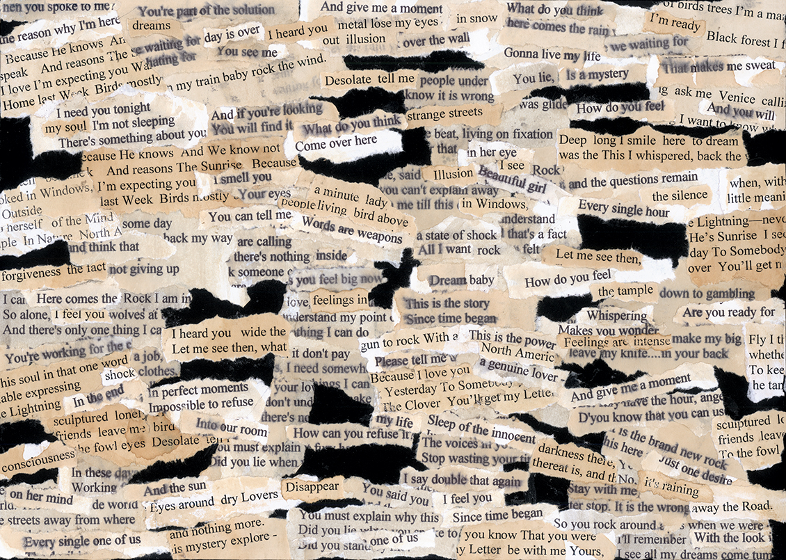 Carta da parati lettering con lettere e parole color ocra, e tortora
