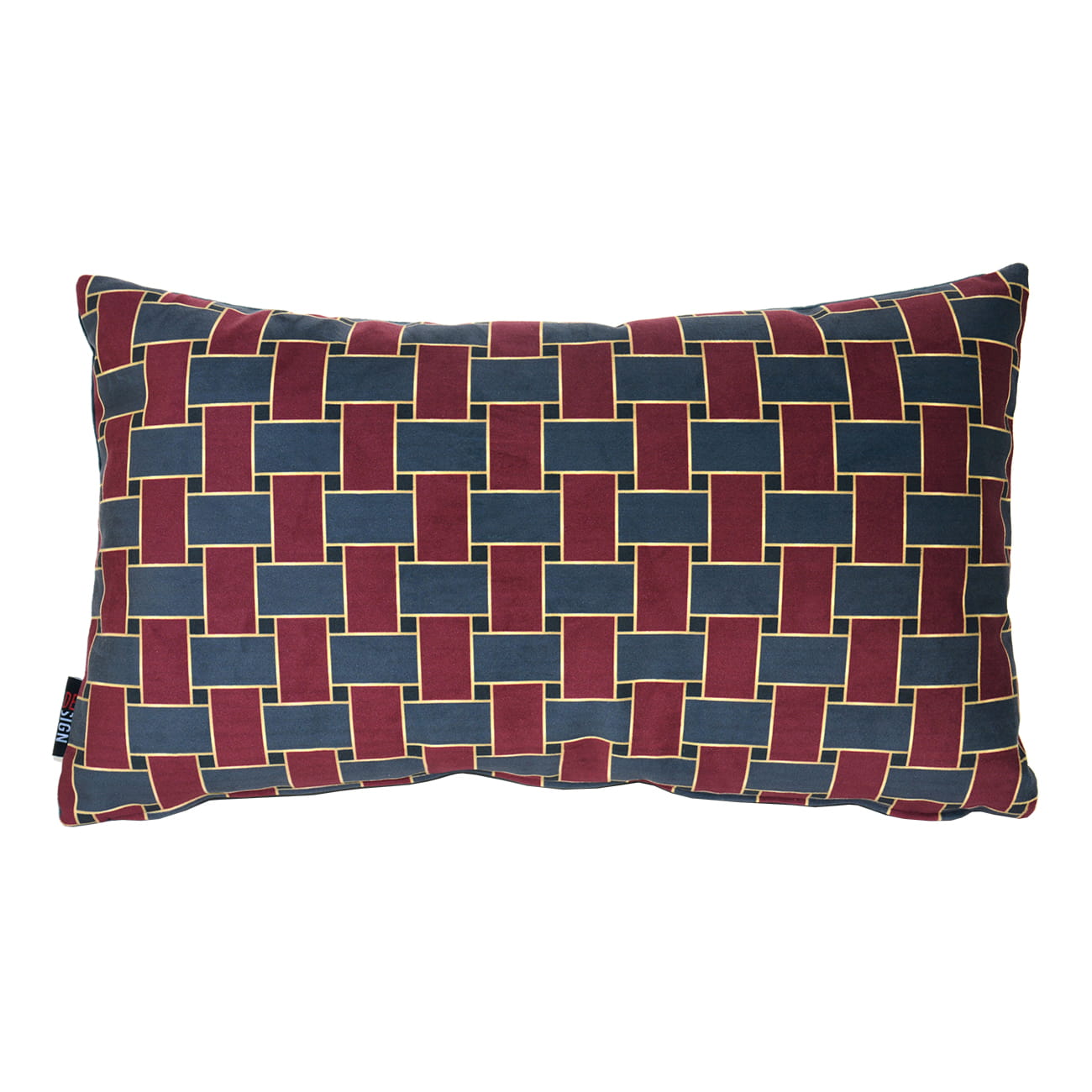 Cuscino rettangolare in velluto con geometria classica bordeaux petrolio e oro