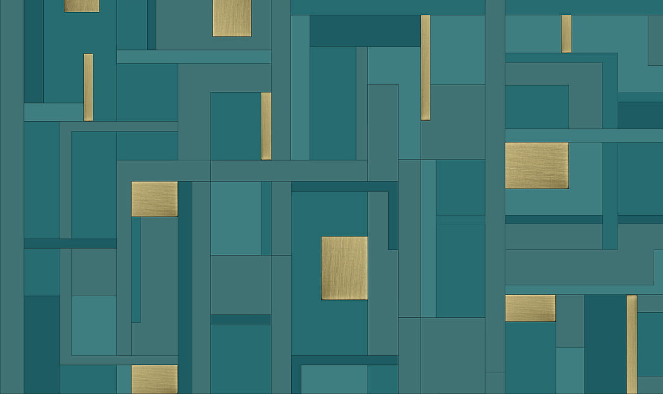 Carta da parati verde petrolio geometrica