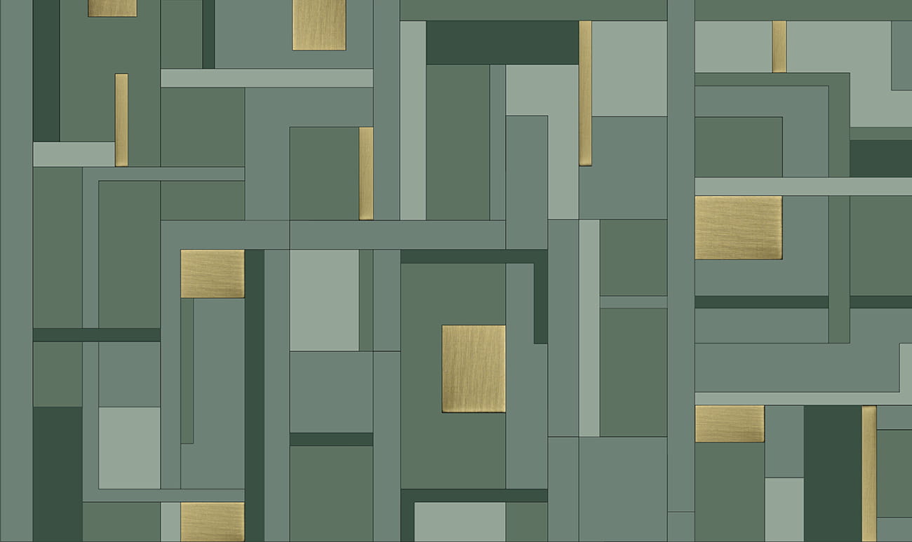 Carta da parati geometrica elegante verde oro