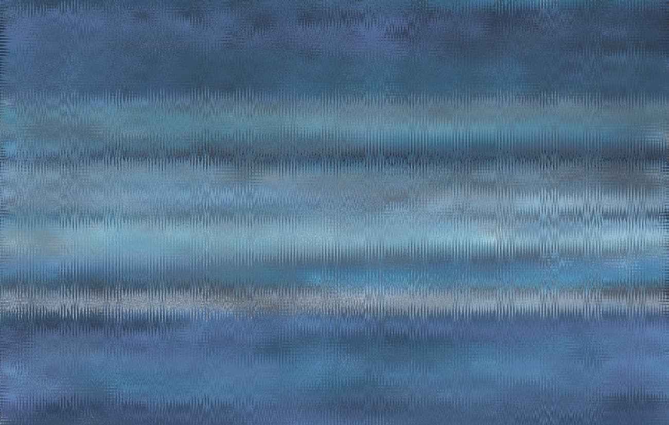 Carta da parati effetto tessuto in tonalità blu navy e ciano, con pattern astratto.